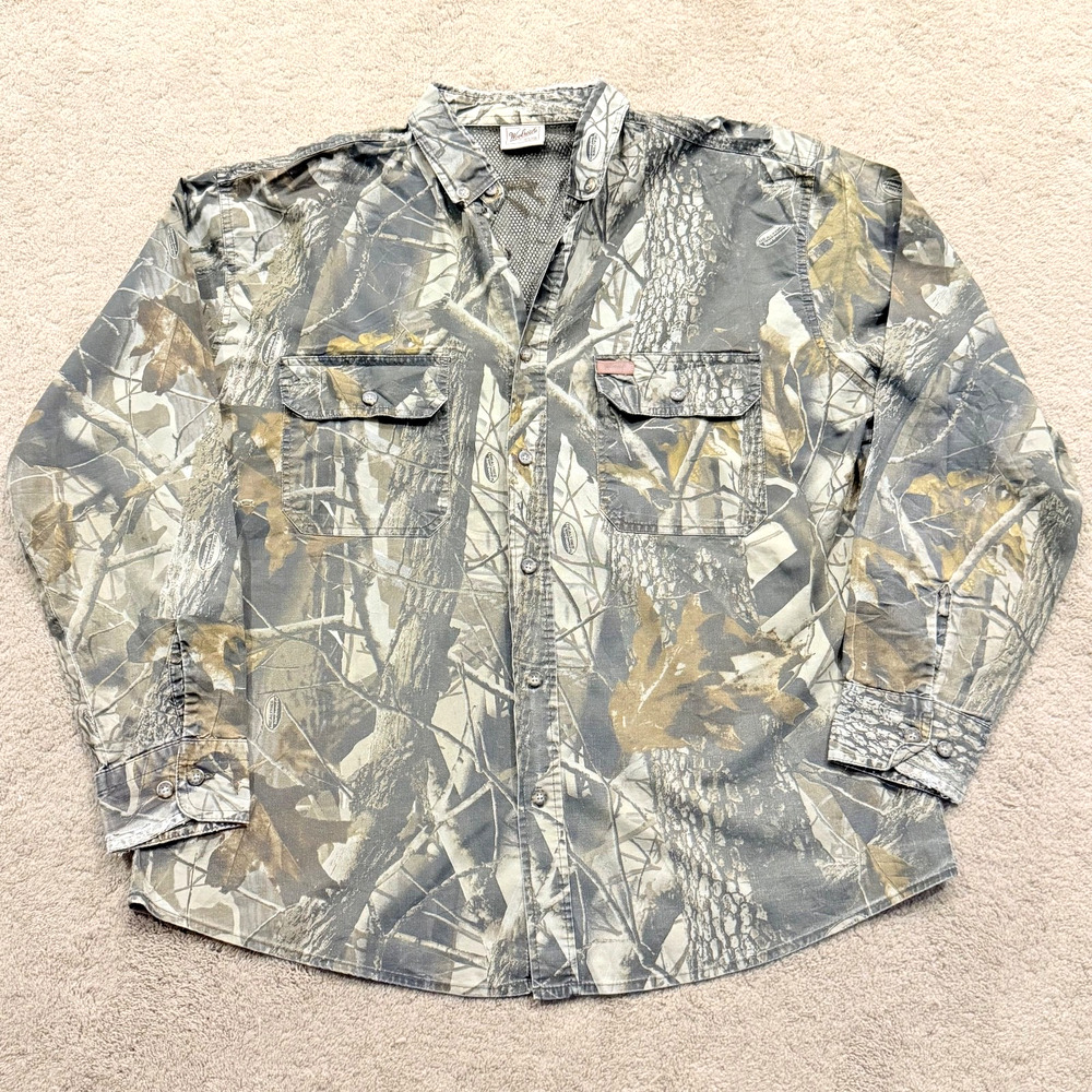 Woolrich Outdoor Guide Collection Camo Hunting Vented Shirt Size XL Real Tree